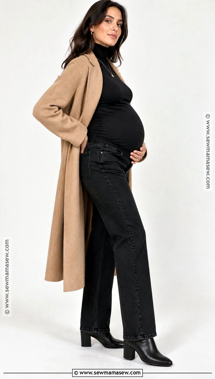 Black Turtleneck With Black Maternity Jeans - 15 fall maternity photos jeans