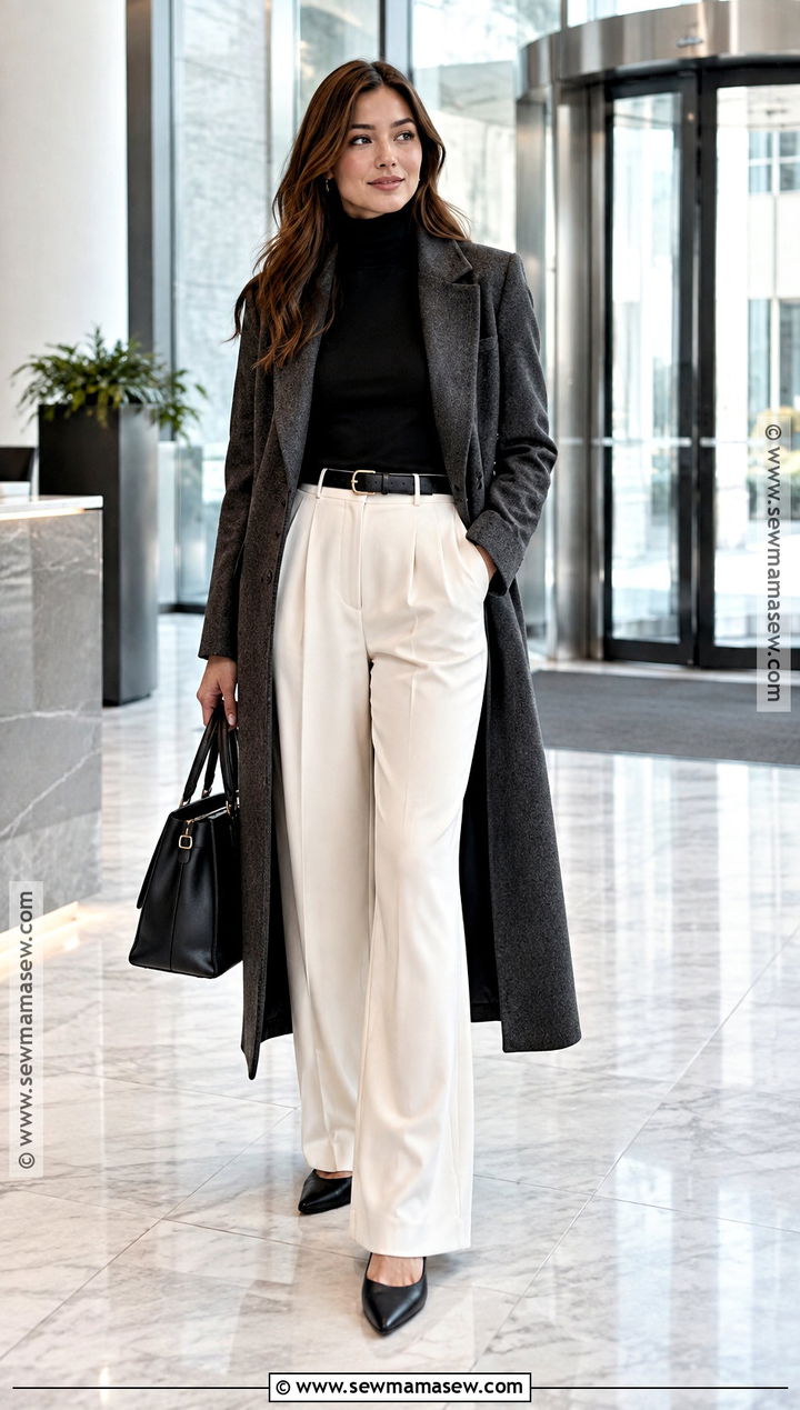 Black Turtleneck With Wide Leg Trousers - 25 Fall Corporate Outfits for Women