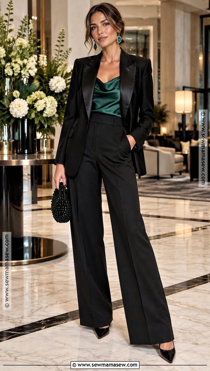 Black Tuxedo Autumn Wedding Guest Outfit - 15 autumn guest wedding outfits