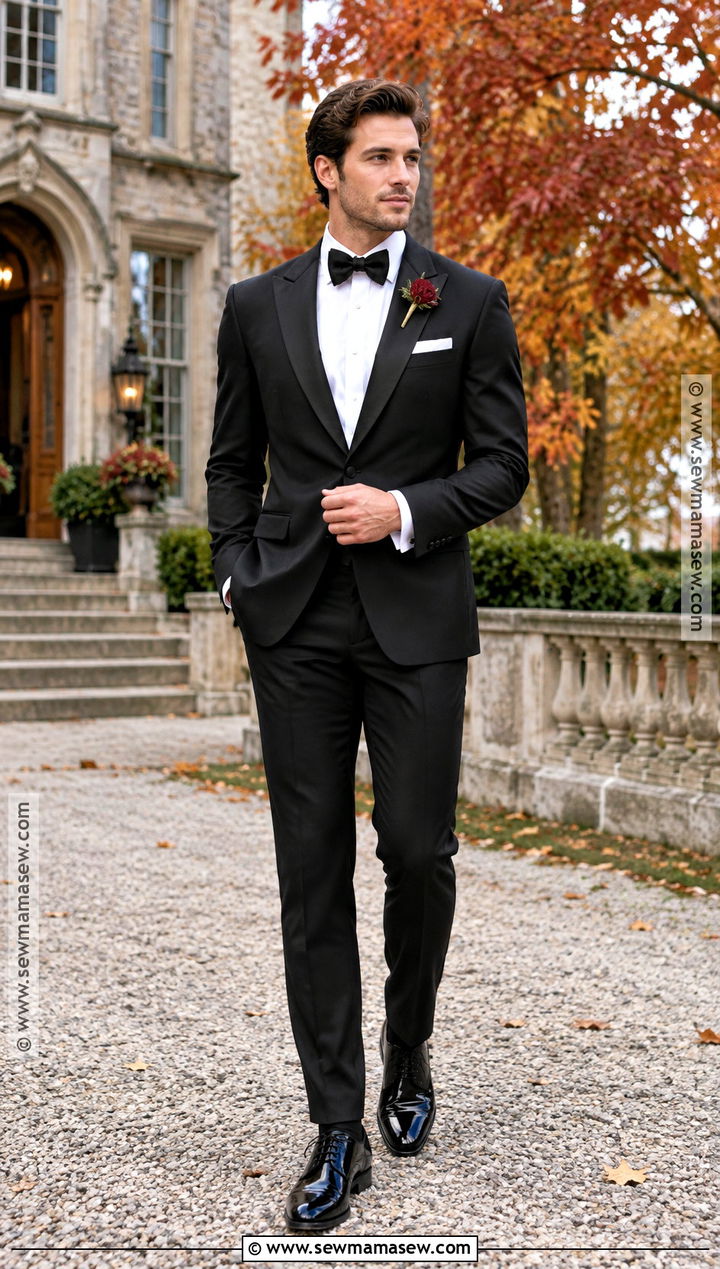 Black Tuxedo Fall Groom Attire - 25 fall wedding groom attire ideas