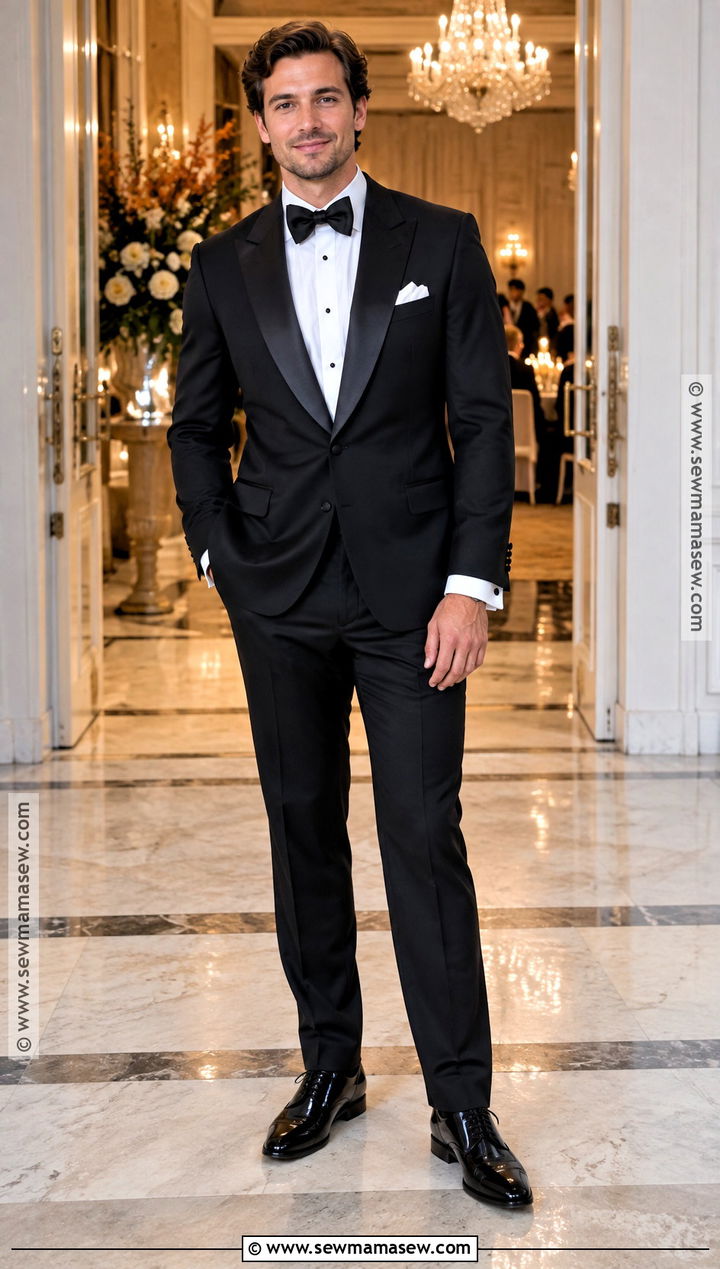 Black Tuxedo Fall Wedding Guest Outfit - 15 fall wedding outfit men guest ideas