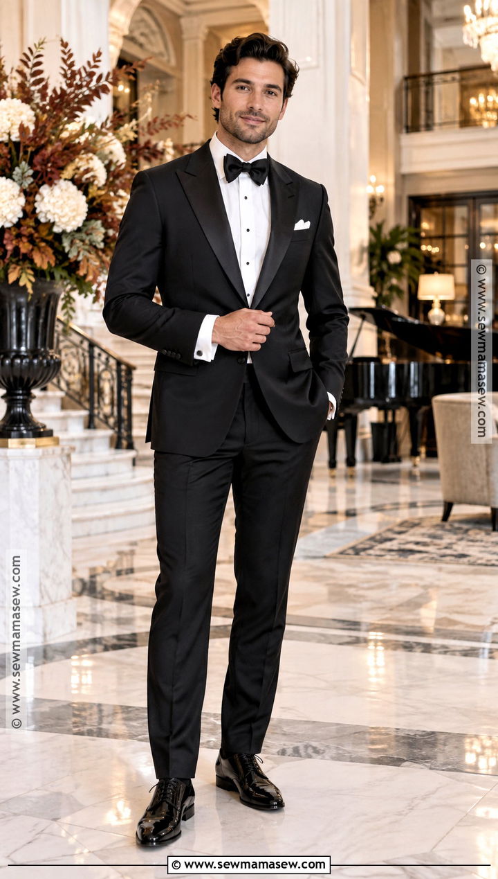 Black Tuxedo Fall Wedding Guest Outfit - 20 mens wedding guest outfit fall ideas