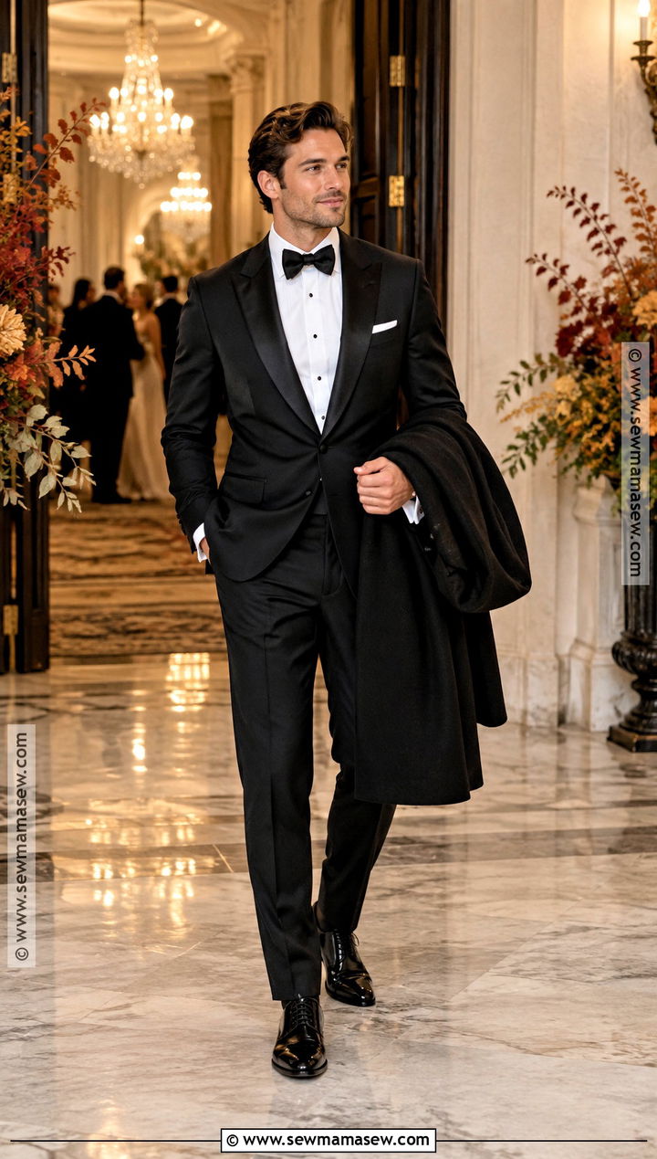 Black Tuxedo Fall Wedding Guest Outfit - 15 fall wedding attire for men guest ideas