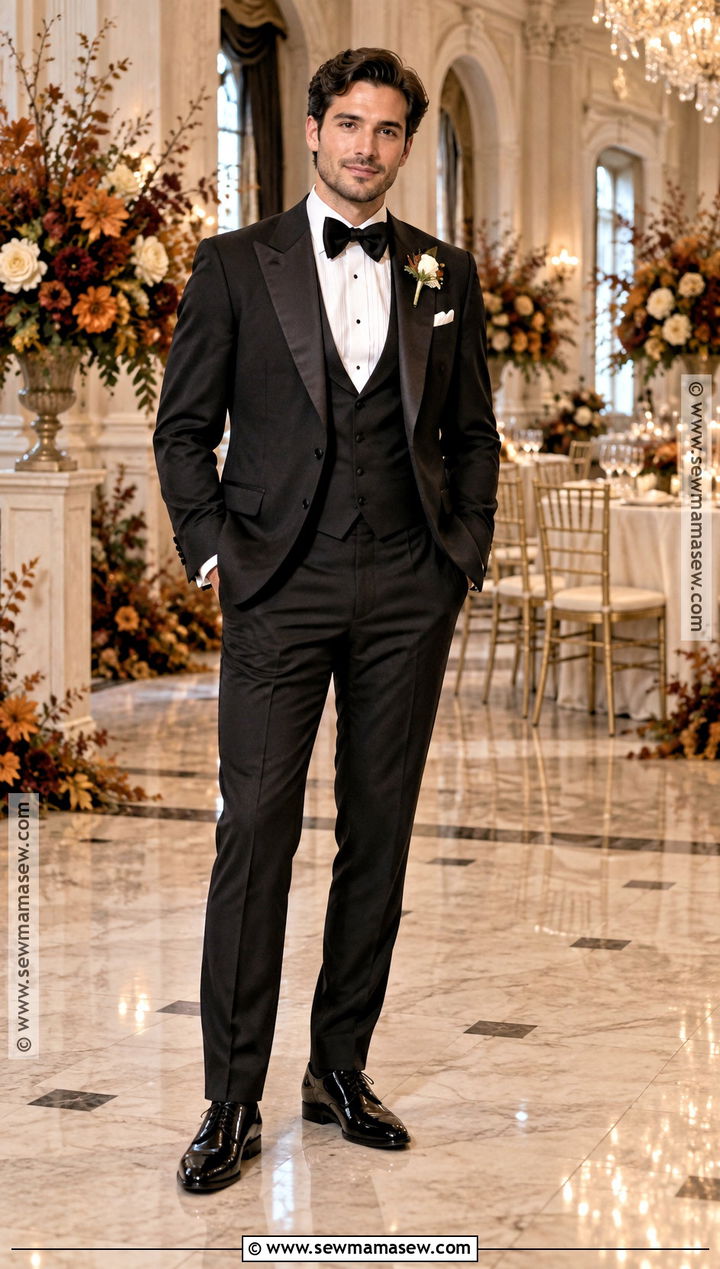 Black Tuxedo Groom Outfit - 20 groom fall wedding attire ideas