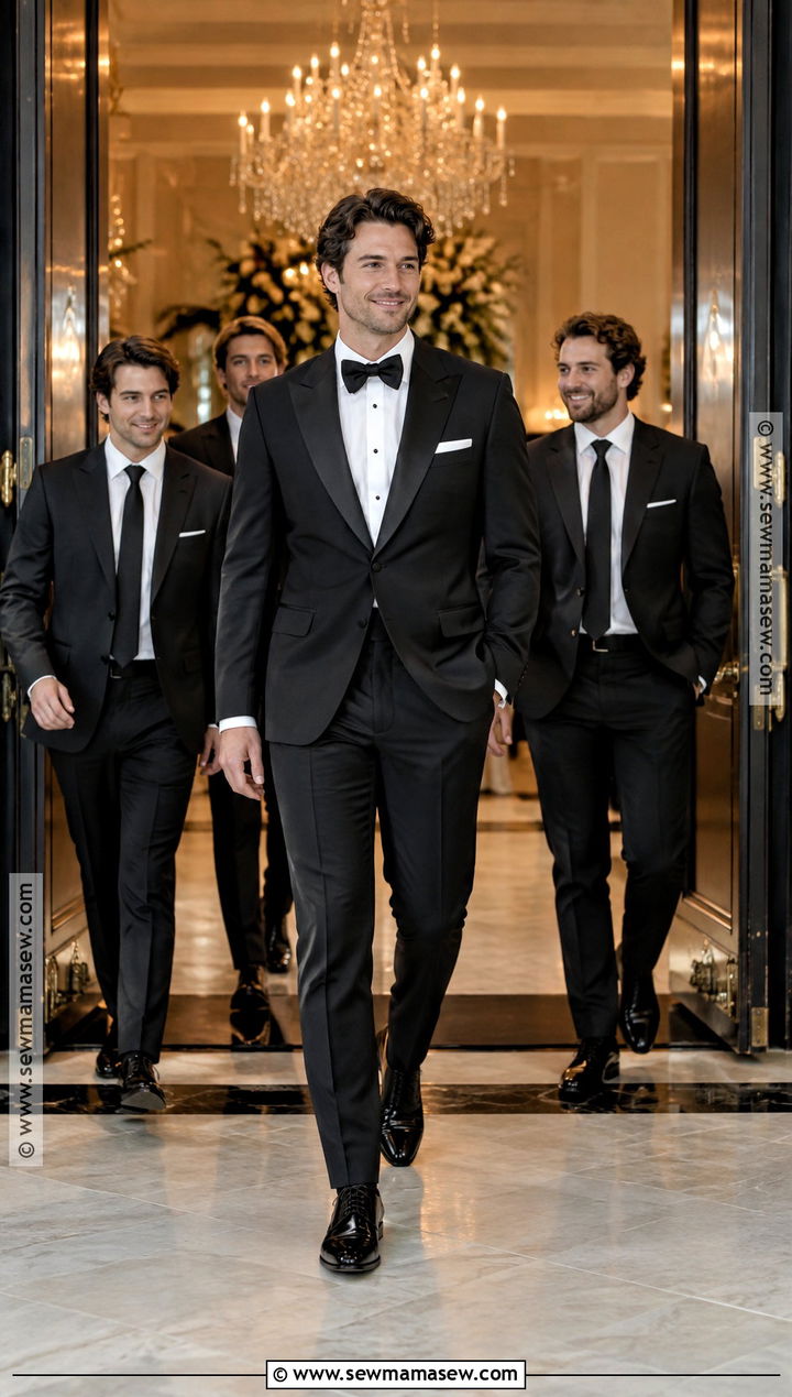 Black Tuxedo Groom With Black Suit Groomsmen - 15 fall mens wedding attire groom & groomsmen suits ideas