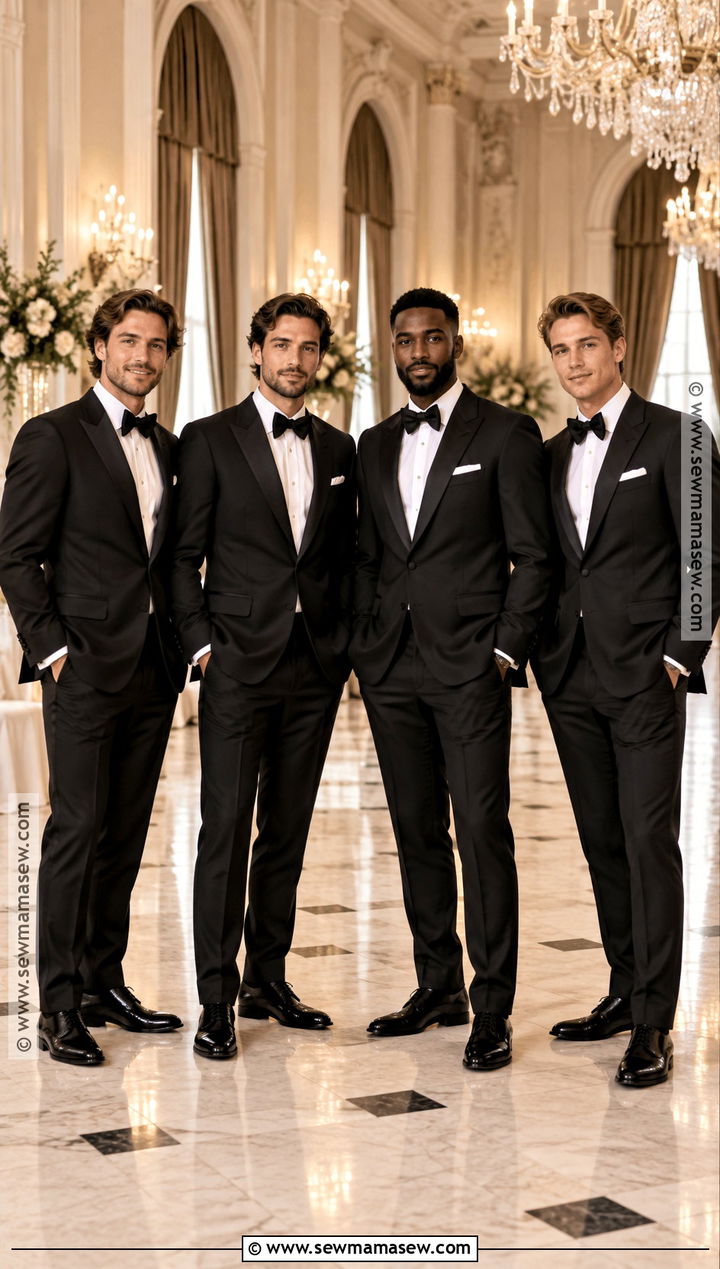 Black Tuxedo Groomsmen Outfit With Velvet Bow Tie - 15 groomsmen outfits fall wedding