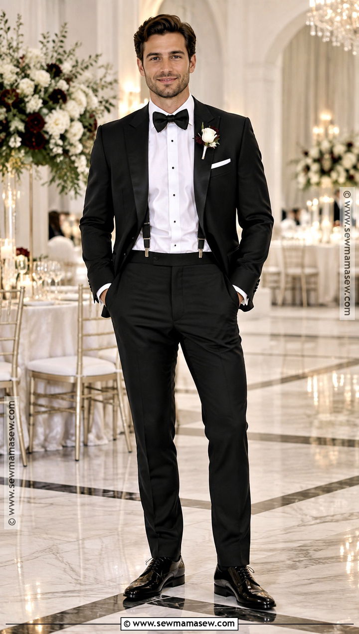 Black Tuxedo With Suspenders And Bow Tie - 15 Fall Wedding Suspenders Bow Ties Ideas