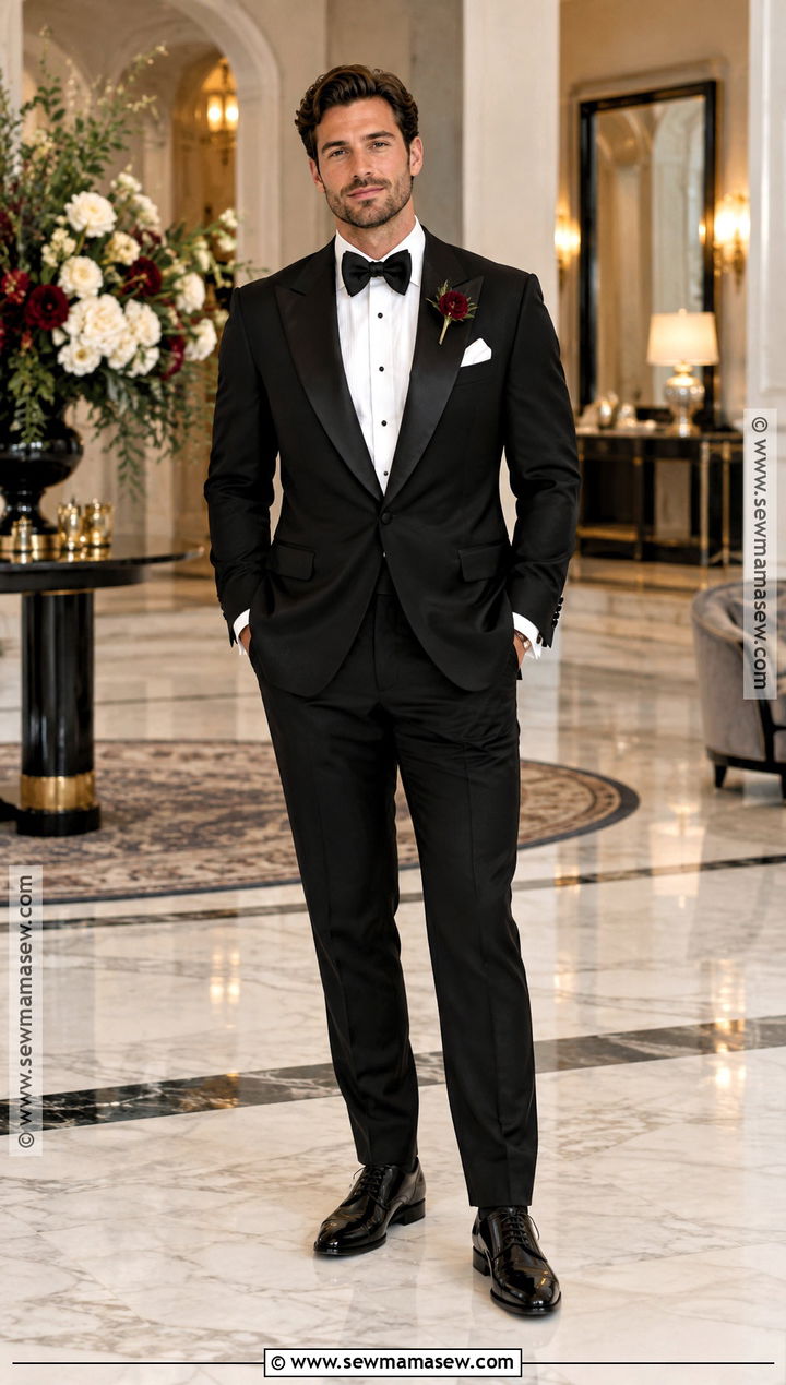 Black Tuxedo for a Formal Fall Wedding - 15 fall mens wedding attire groom style ideas