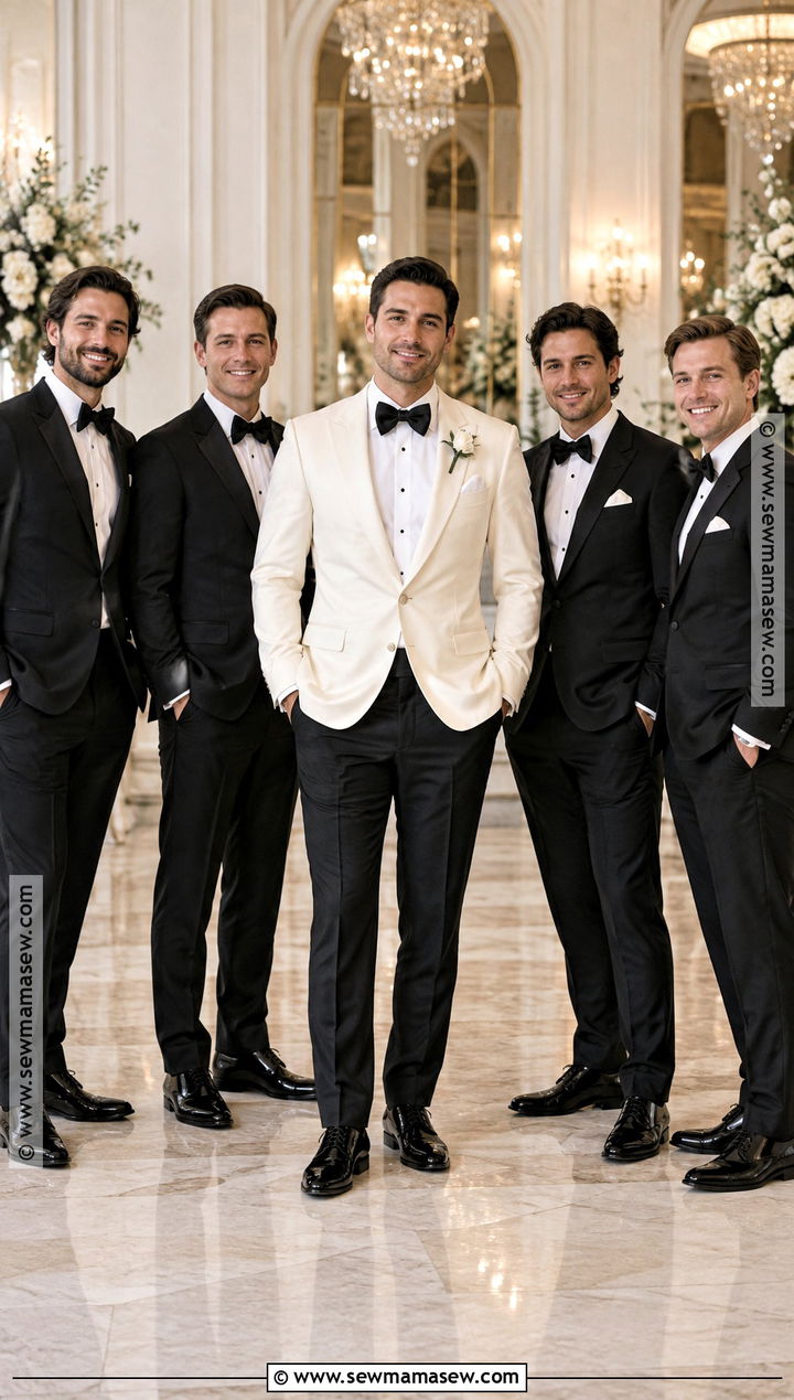Black Tuxedos With Ivory Accessories - 15 september wedding groomsmen groom attire ideas