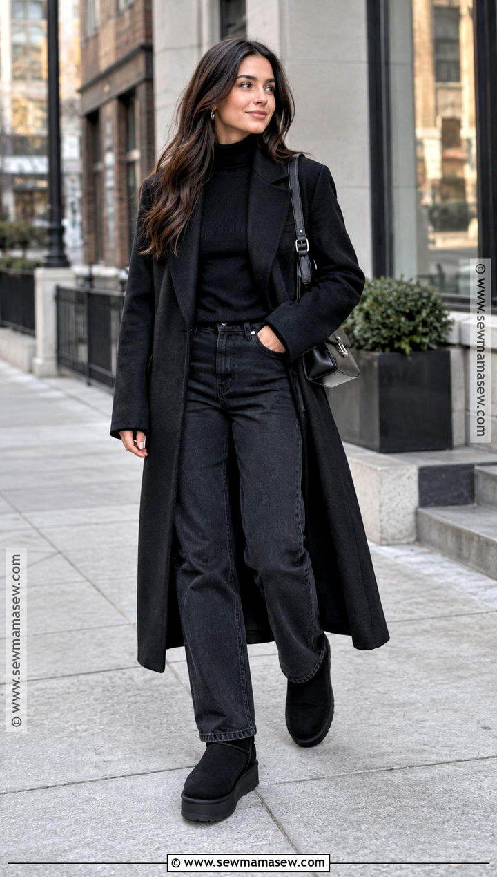 Black UGG Boots With All Black Outfit - 20 Ugh Boots Outfit Fall