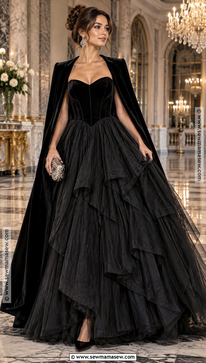Black Velvet And Tulle Autumn Ball Dress - 20 autumn ball dress ideas
