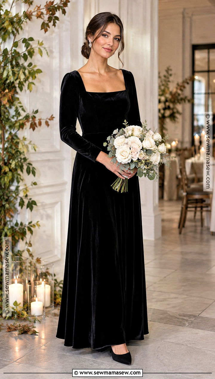 Black Velvet Bridesmaid Dress For Fall - 20 black bridesmaid dresses fall