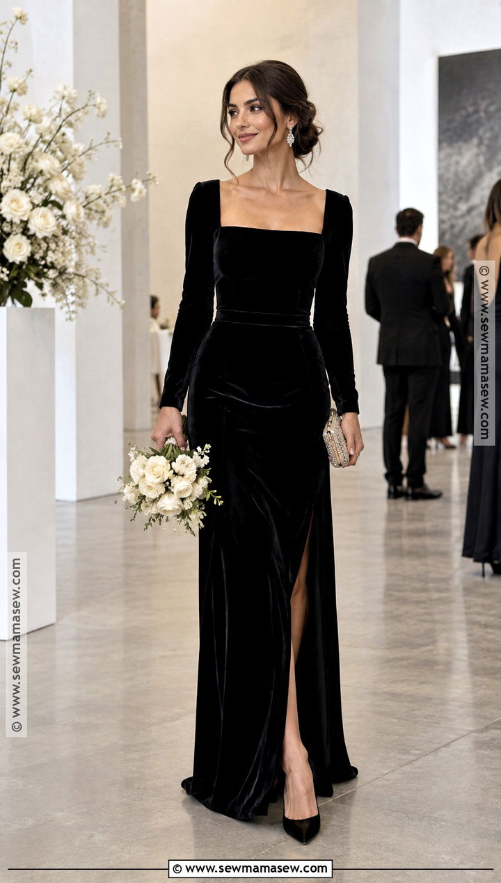 Black Velvet Bridesmaid Dress - 15 Fall Velvet Bridesmaid Dresses Different Colors