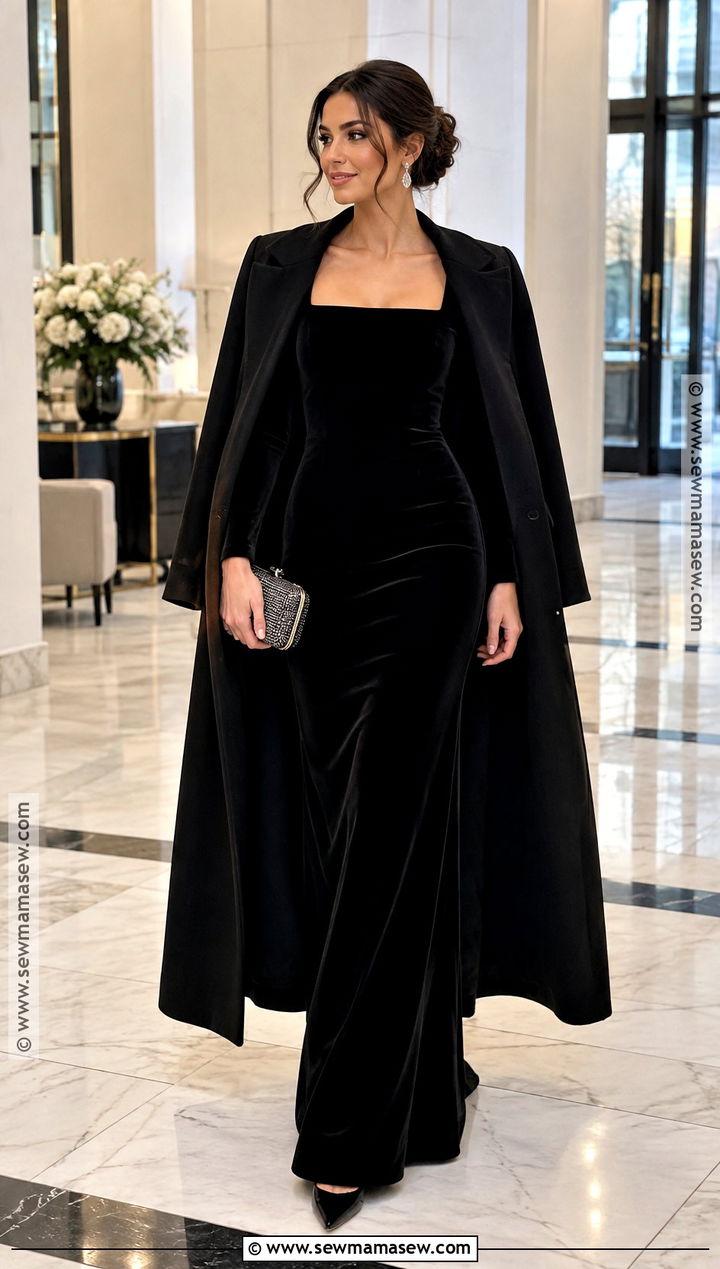 Black Velvet Column Dress - 25 fall formal dresses