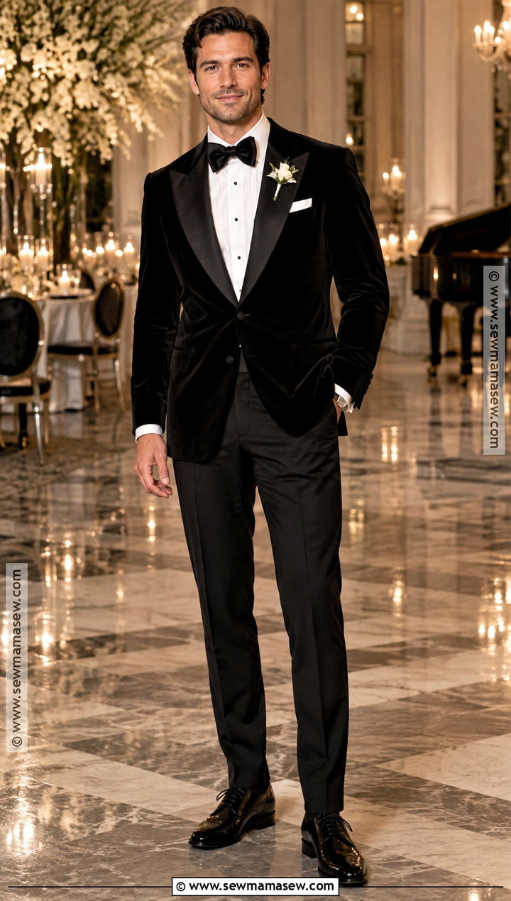 Black Velvet Fall Wedding Tuxedo - 20 fall wedding suits groom attire ideas