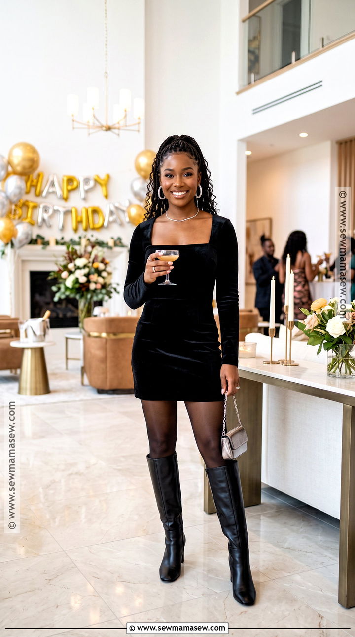 Black Velvet Mini Dress Fall Birthday Outfit - 25 fall birthday outfits for black women