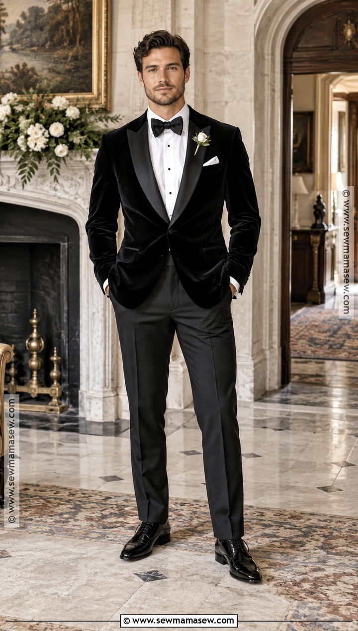 Black Velvet Tuxedo Groom Outfit - 15 groom style fall wedding ideas