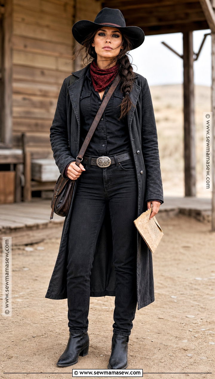Black Western Outlaw Costume With Bandana - 30 wild west costume ideas for women