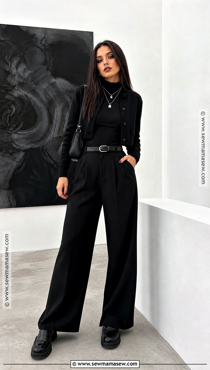 Black Wide Leg Pants Halloween Outfit - 30 black halloween outfit ideas