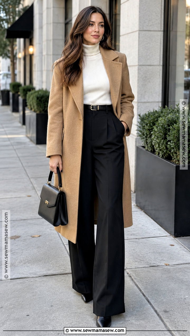 Black Wide Leg Trousers Outfit - 20 fall trousers outfit ideas