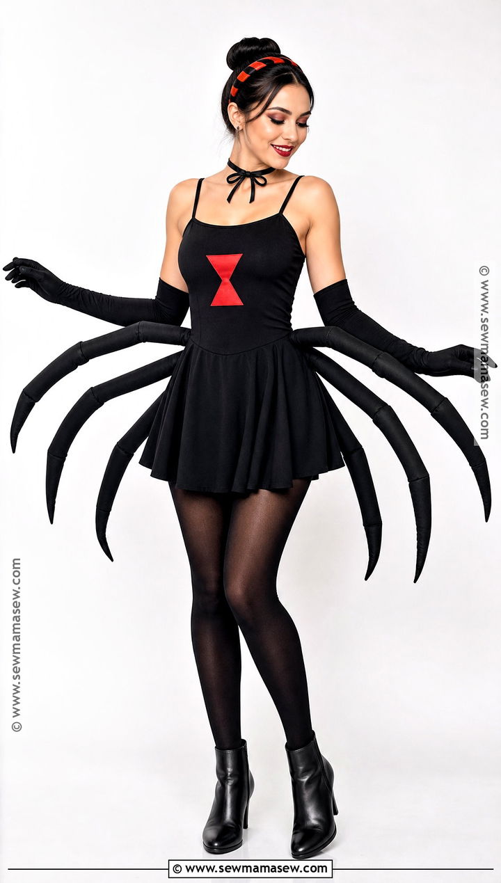 Black Widow Spider Costume With Black Dress - 30 Black Dress Halloween Ideas
