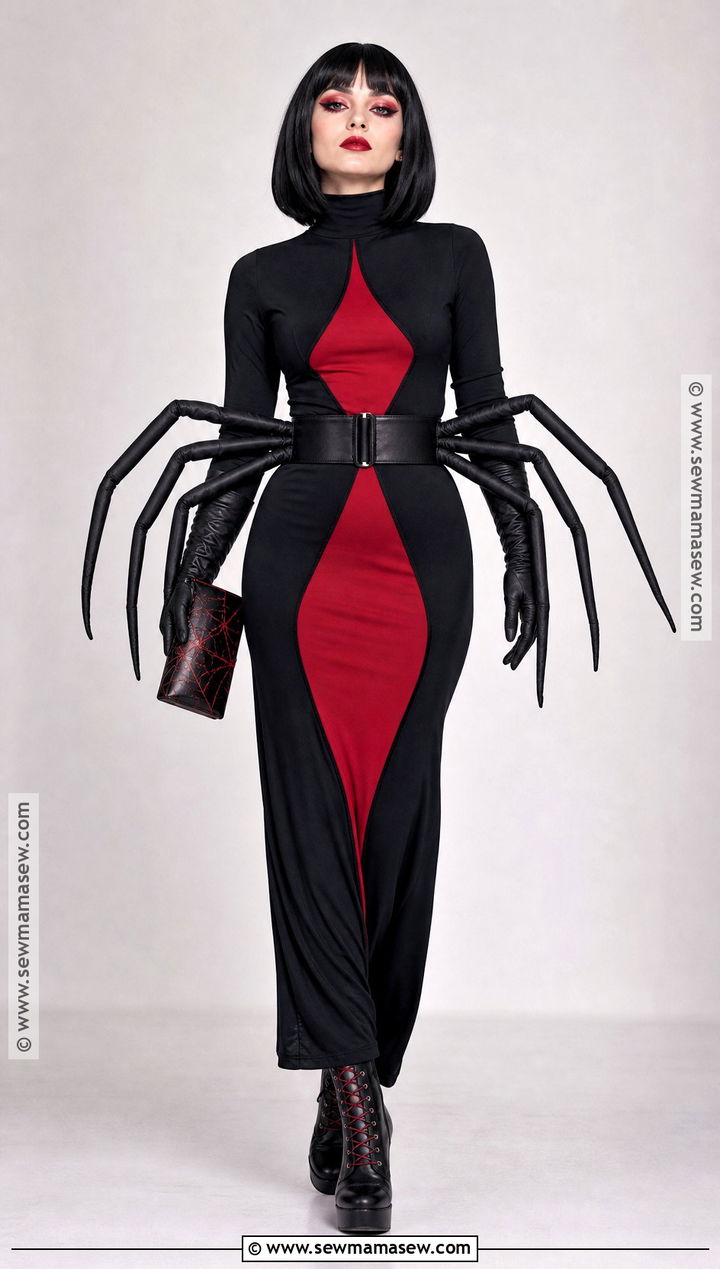 Black Widow Spider Long Black Dress Costume - 30 long black dress halloween costume ideas