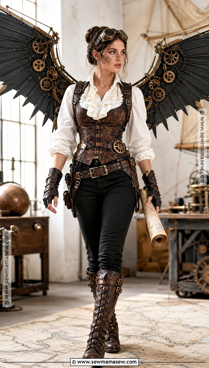Black Wings Steampunk Aviator Costume - 30 black wings costume ideas