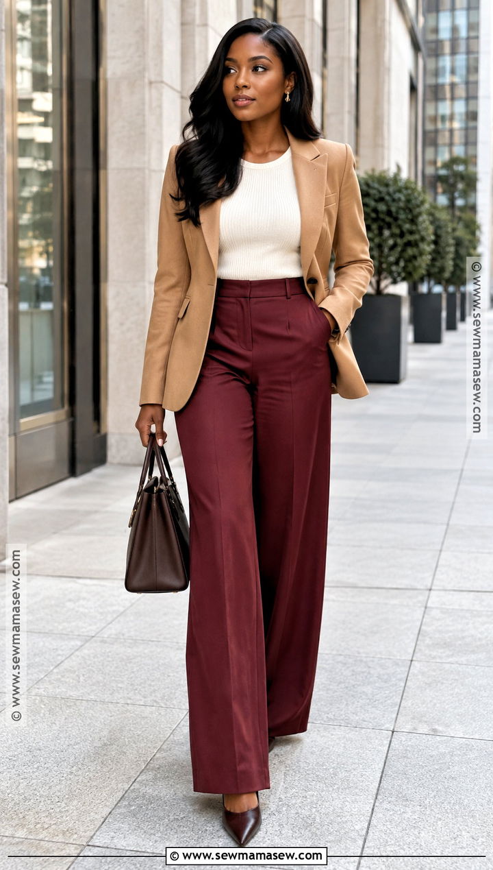 Black Women Fall Burgundy Pants Outfit - 25 fall fits for black women