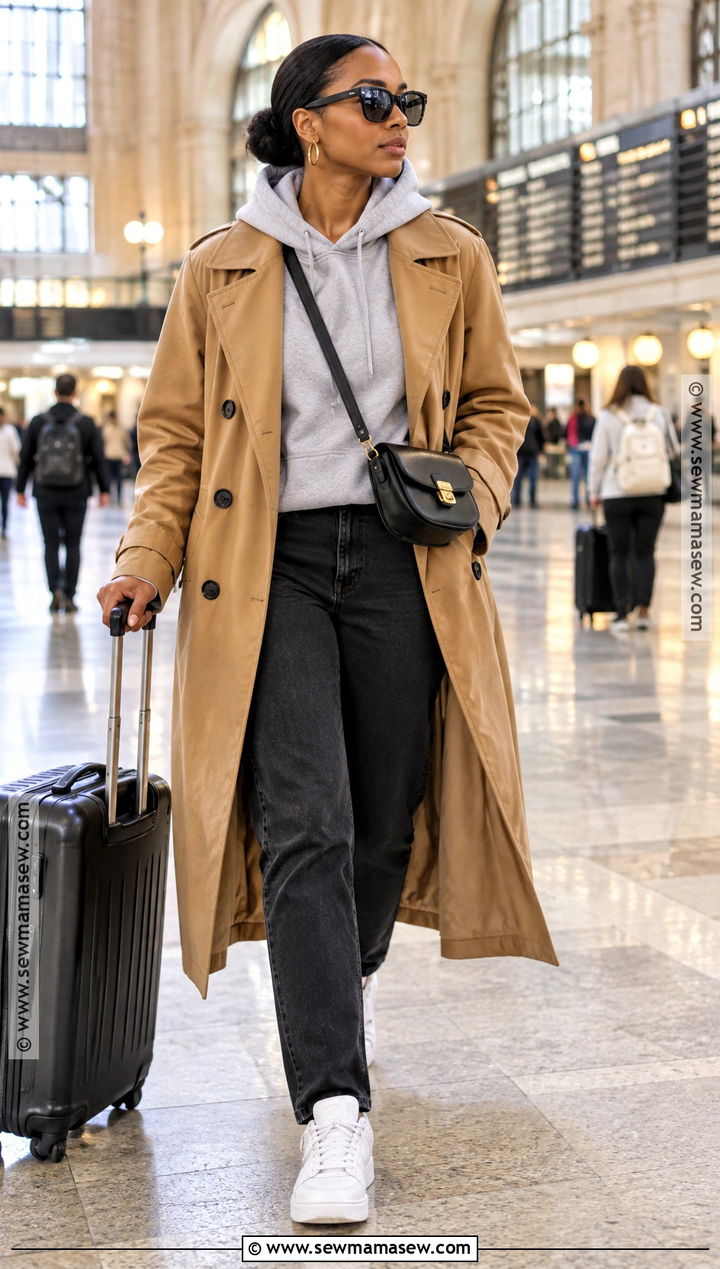 Black Women Fall Hoodie And Trench Coat Outfit - 25 fall fits for black women