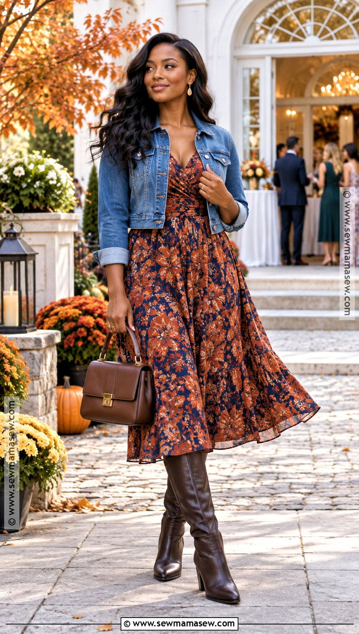 Black Women Fall Midi Dress And Boots Outfit - 25 fall fits for black women