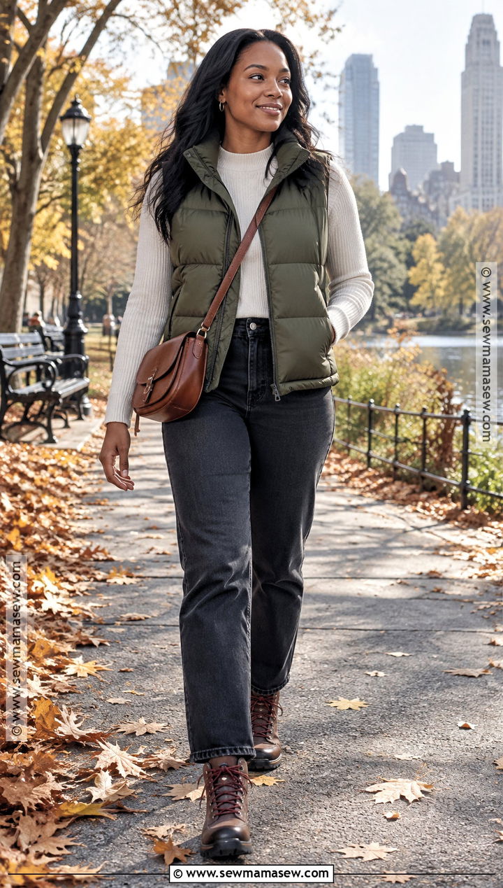 Black Women Fall Puffer Vest Outfit - 25 fall fits for black women