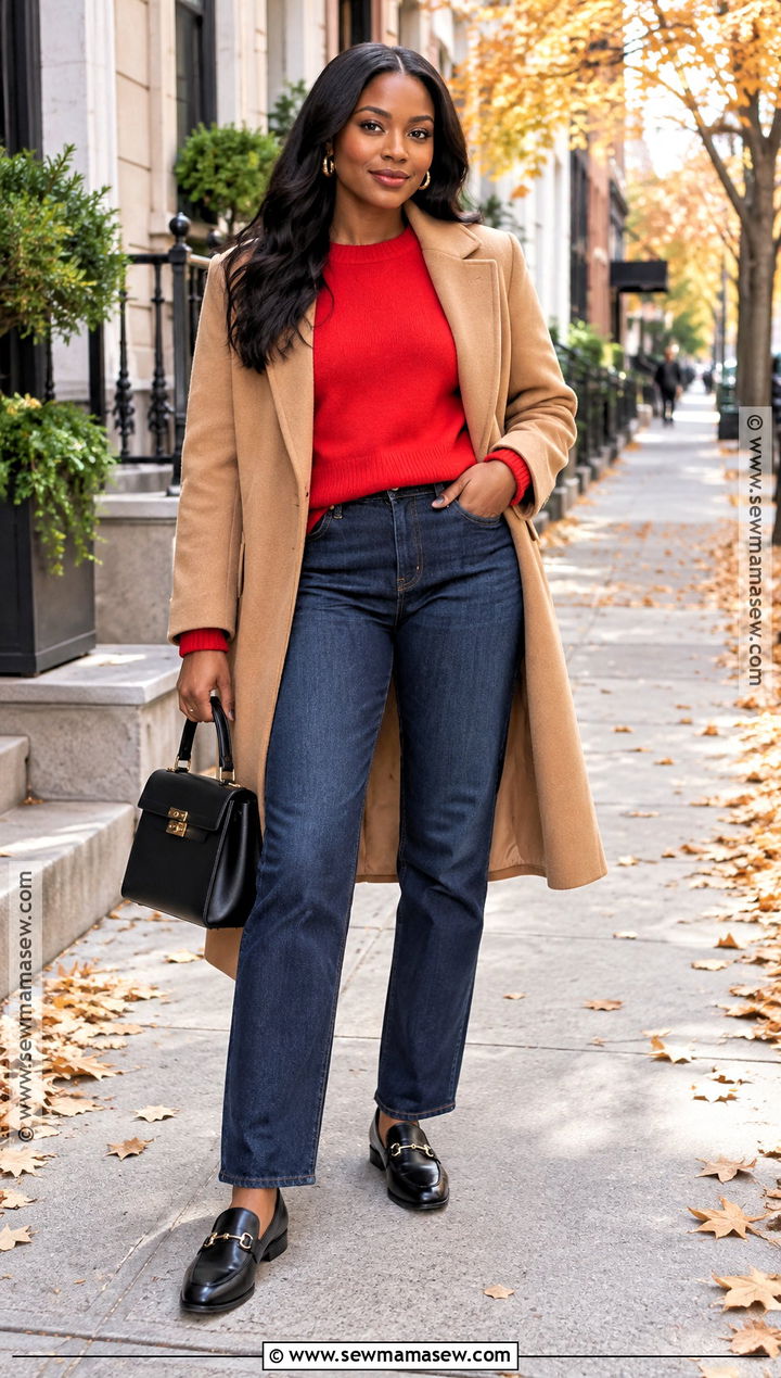 Black Women Fall Red Sweater Outfit - 25 fall fits for black women