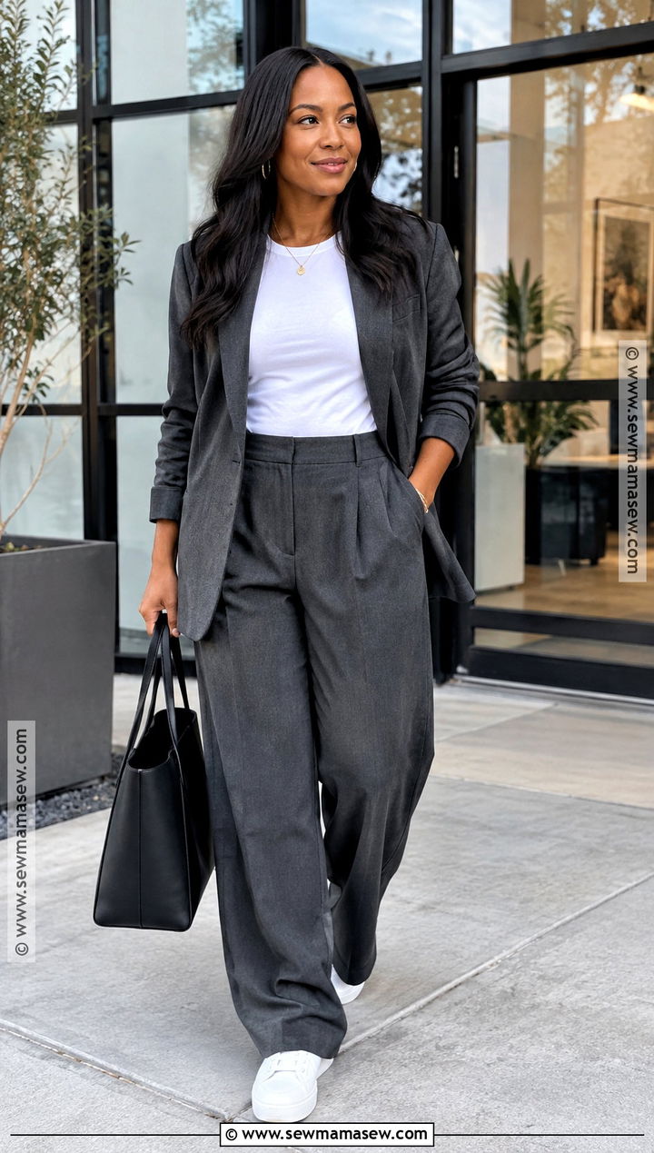 Black Women Fall Suit And Sneakers Outfit - 25 fall fits for black women