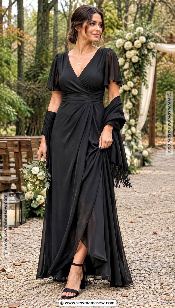Black Wrap Bridesmaid Dress For Fall - 20 black bridesmaid dresses fall