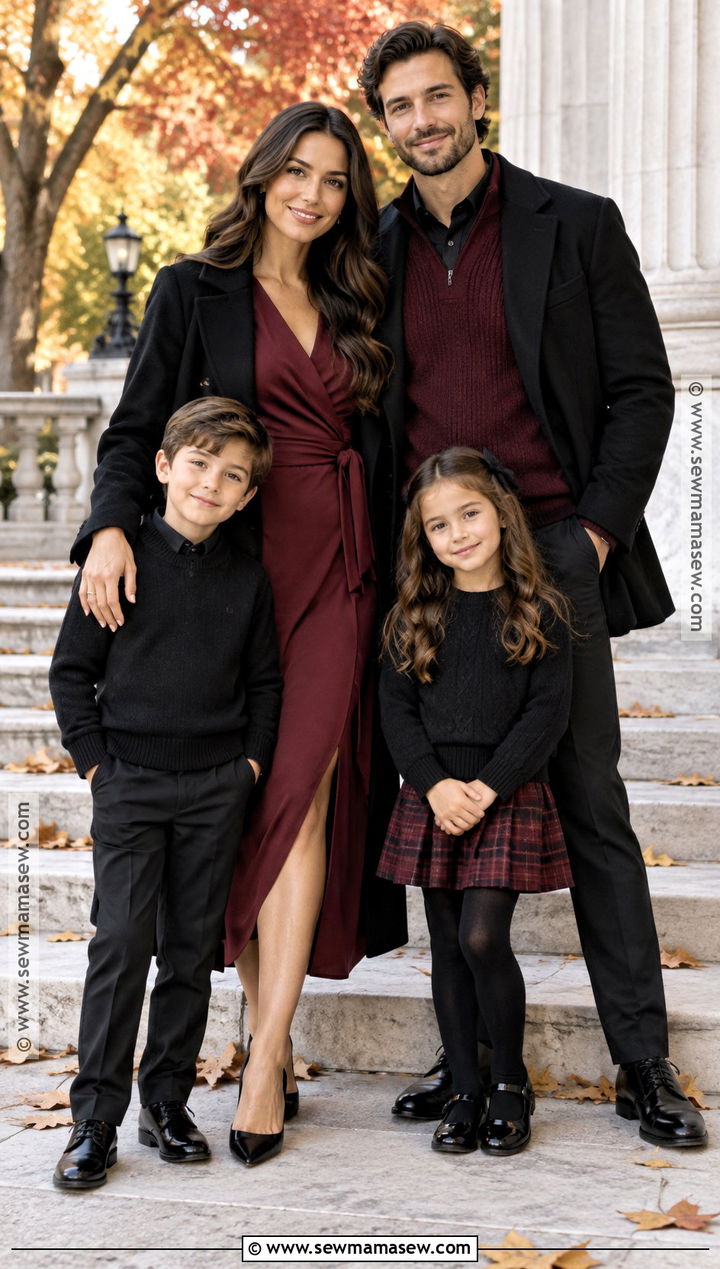 Black and Burgundy Fall Family Photo Outfit - 15 fall family photo black outfits