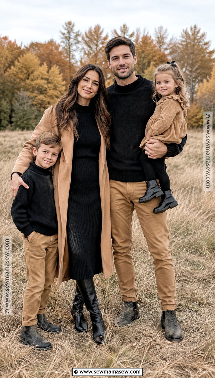 Black and Camel Fall Family Photo Outfit - 15 fall family photo black outfits