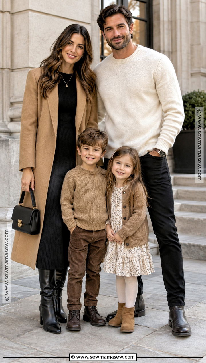 Black and Camel Fall Family Photo Outfit - 15 fall family of 4 pictures outfits