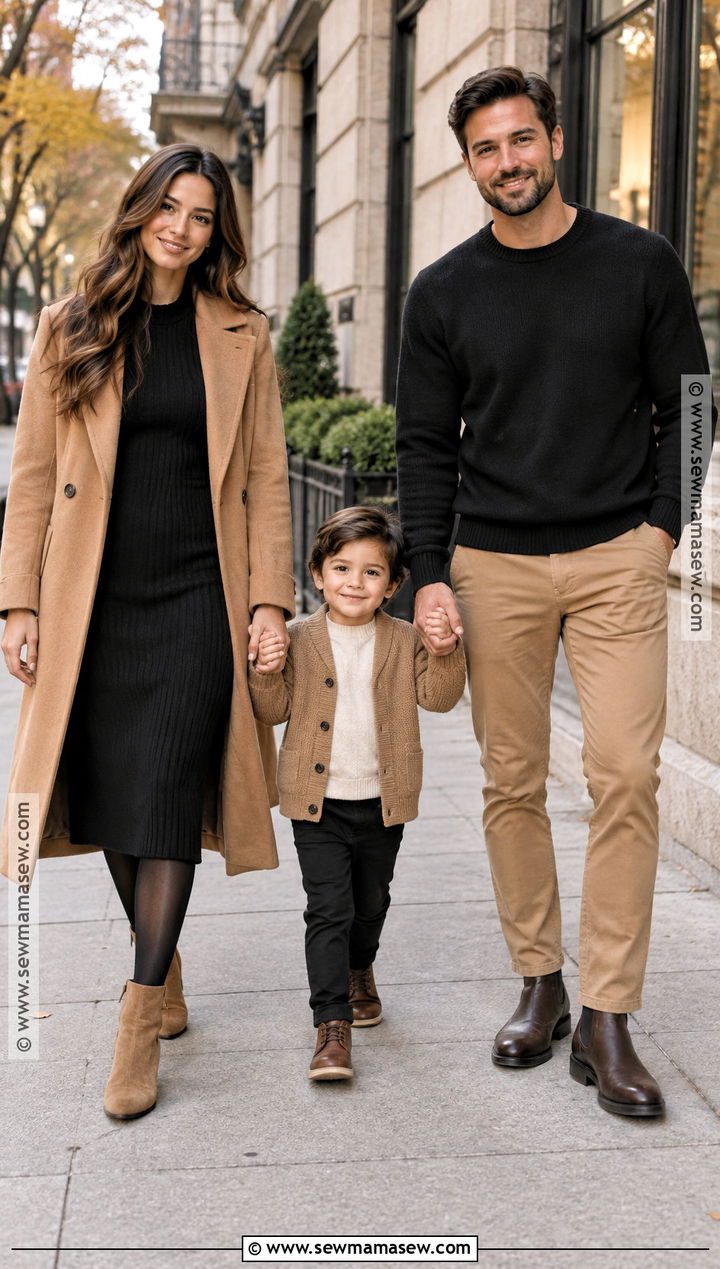 Black and Camel Fall Family Photoshoot Outfit - 15 fall photoshoot outfits family of 3