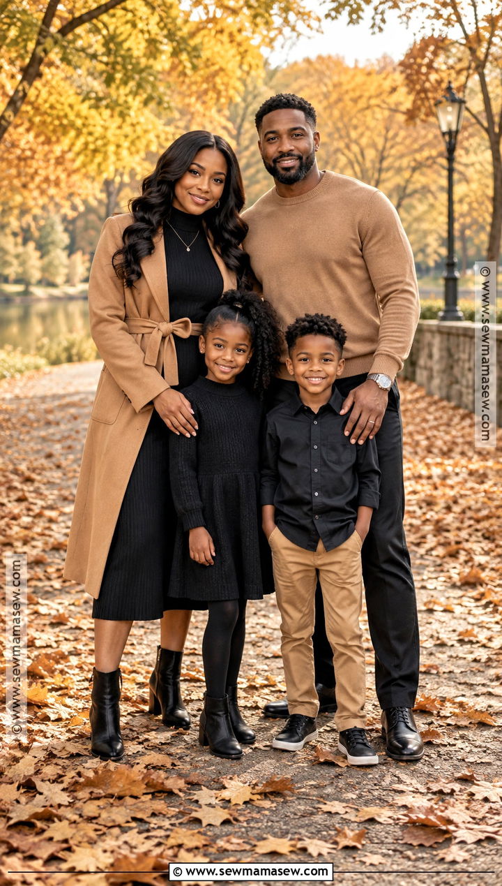 Black and Camel Fall Family Picture Outfit - 20 fall family pictures outfits black