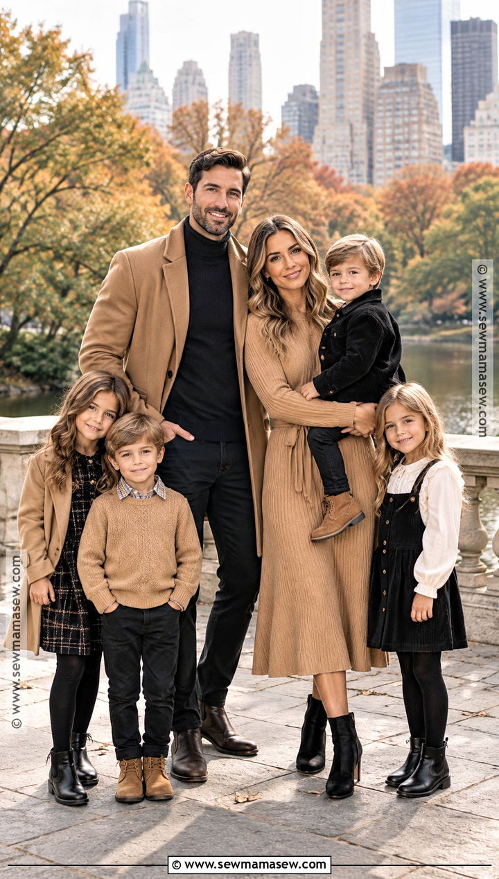 Black and Camel Large Family Fall Picture Outfits - 15 large family picture outfits for fall