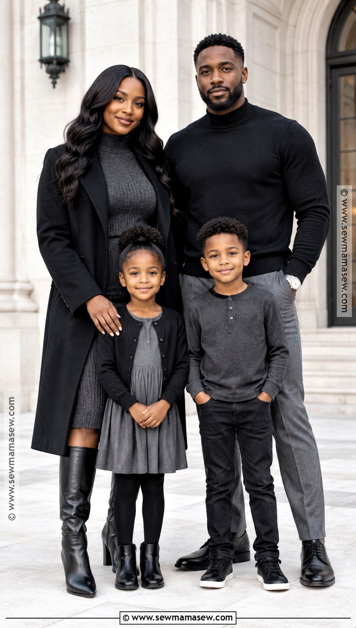 Black and Charcoal Gray Fall Family Picture Outfit - 20 fall family pictures outfits black