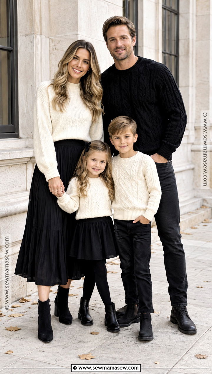 Black and Cream Fall Family Photo Outfit - 15 fall family photo black outfits