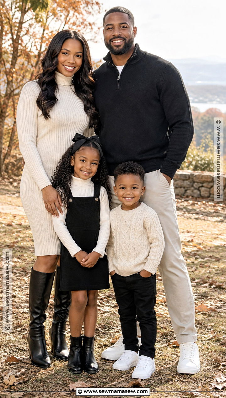 Black and Cream Knit Fall Family Picture Outfit - 20 fall family pictures outfits black