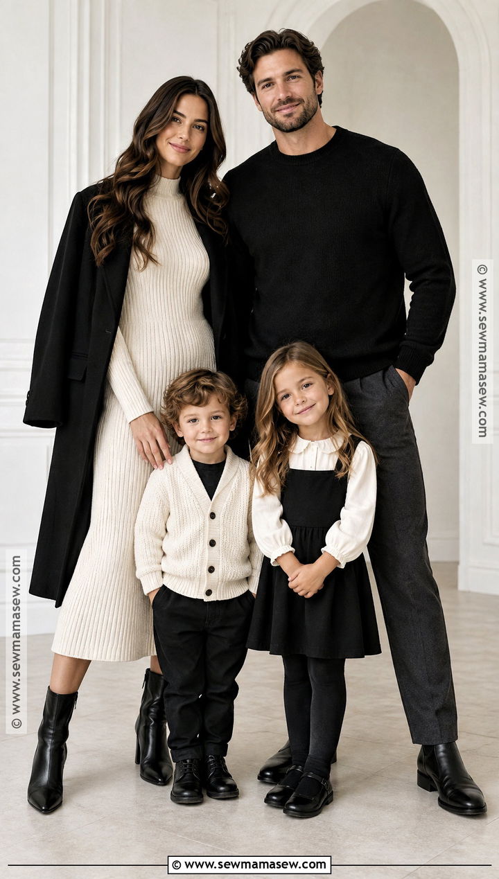 Black and Cream November Family Photo Outfits - 15 november family photos outfits