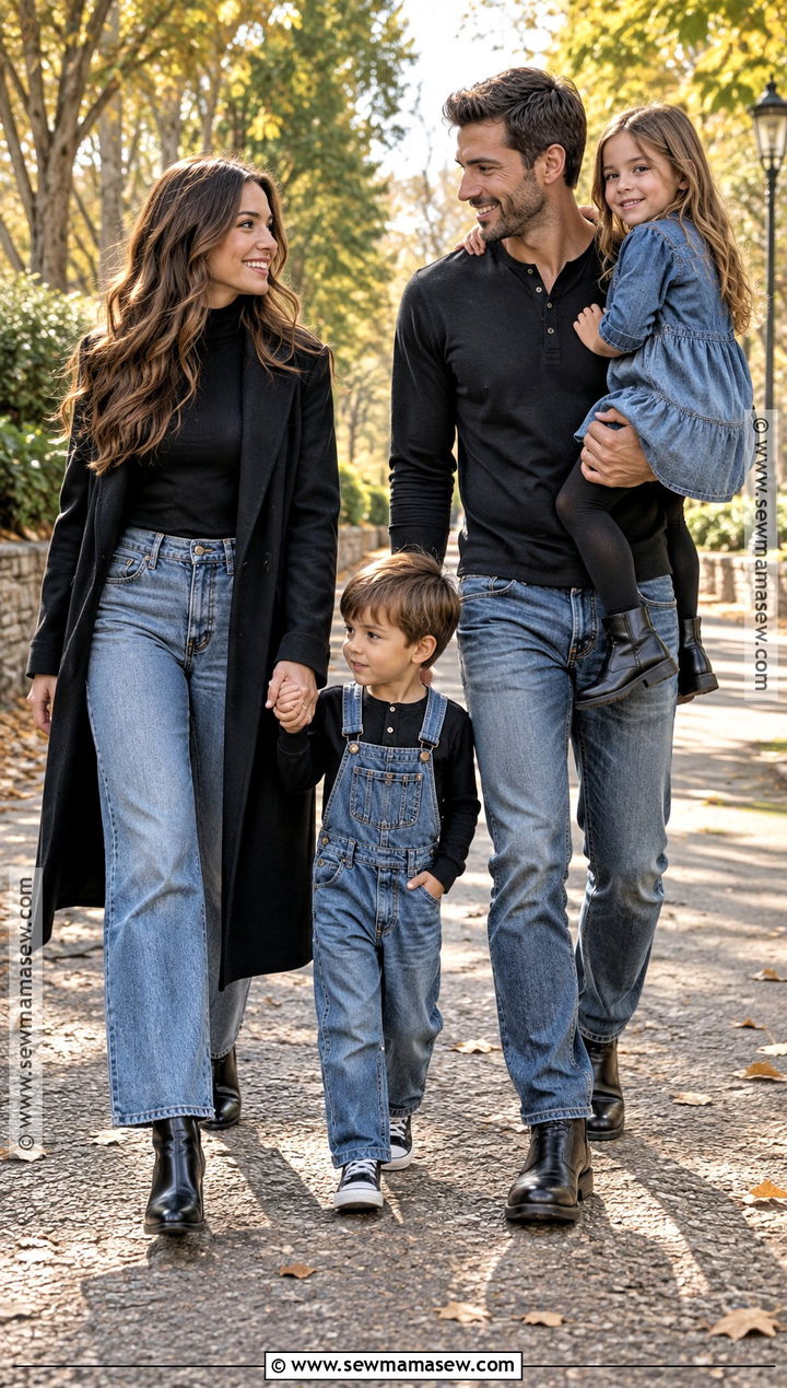 Black and Denim Fall Family Photo Outfit - 15 fall family photo black outfits