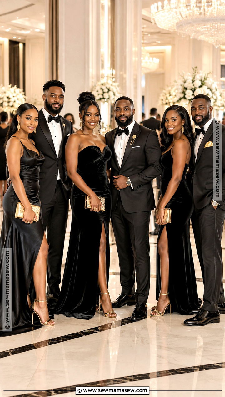 Black and Gold Wedding Party Attire - 15 wedding party attire color schemes fall ideas