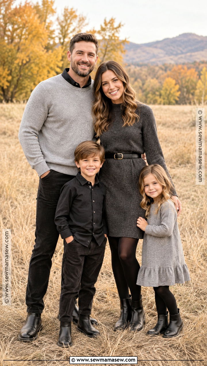 Black and Gray Fall Family Photo Outfit - 15 fall family photo black outfits
