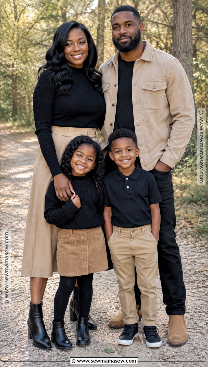 Black and Khaki Fall Family Picture Outfit - 20 fall family pictures outfits black
