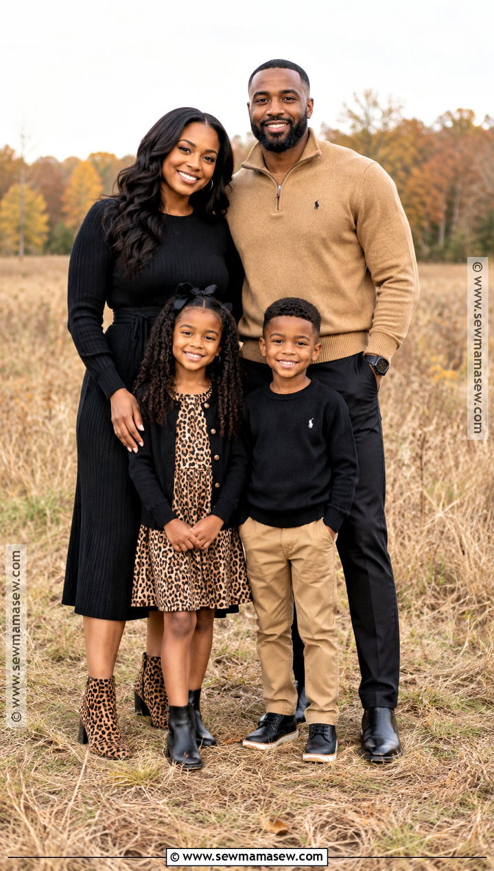 Black and Leopard Accent Fall Family Picture Outfit - 20 fall family pictures outfits black