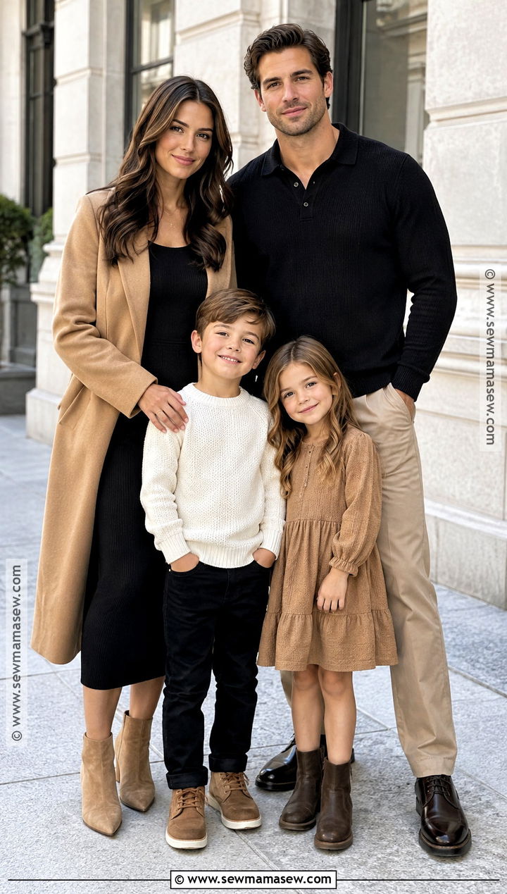 Black and Tan Fall Family Photo Outfits - 20 Neutral Fall Family Photo Outfits